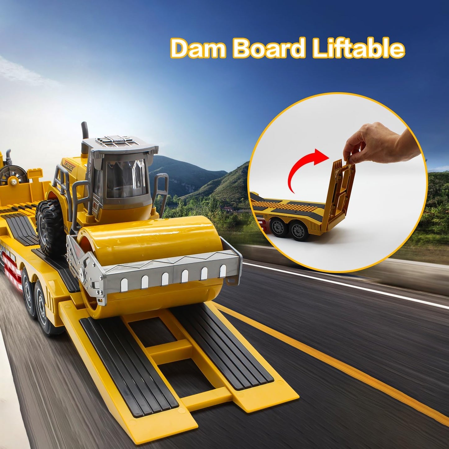 RC Semi Truck & Excavator Toy Set