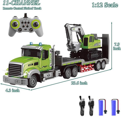 RC Semi Truck & Excavator Toy Set
