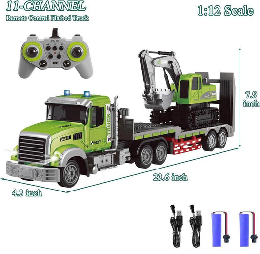 RC Semi Truck & Excavator Toy Set